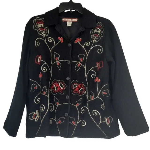 Tudor Button Down Blazer Jacket Size Medium 10/12 in black from Poshmark