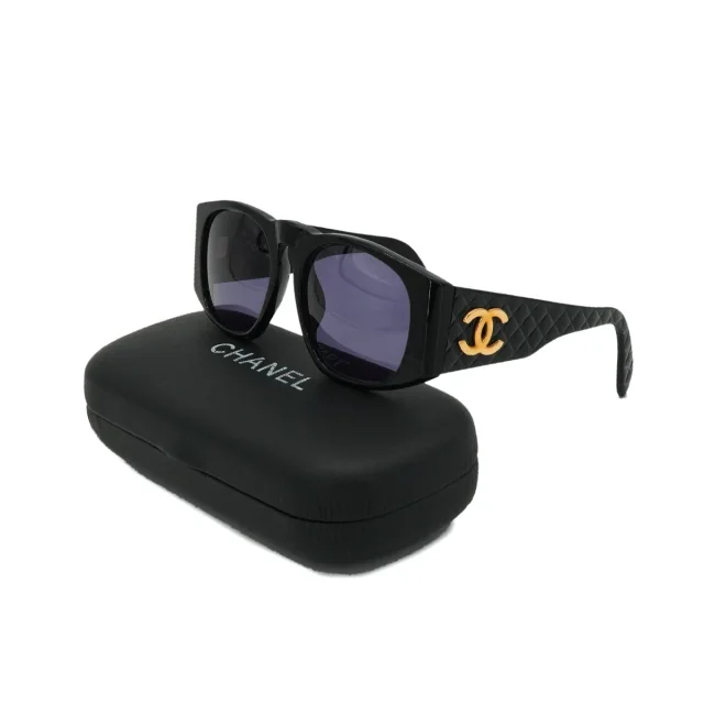 Chanel Vintage Cocomark Sunglasses Matelasse Black Eyewear in Black from Luxury Promise, photo 2 of 2