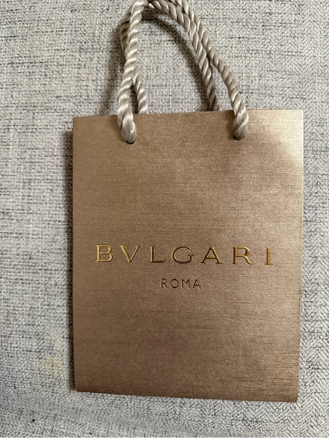 Bvlgari Brown And Gold Logo Mini Gift Bag With Rope Handles in brown|gold|red from Poshmark