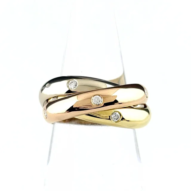 Cartier Trinity Yellow Gold Pink White Ring Melee Diamond Three Color in White from The Reluxe