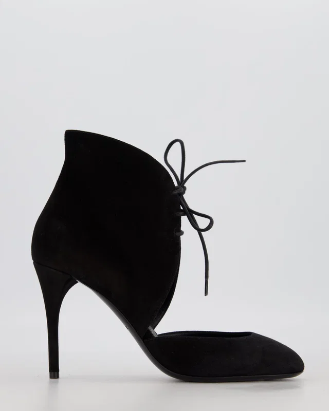 Alaïa Black Suede Lace-up Round Toe Heels Size EU 38 in Black Suede from Sellier
