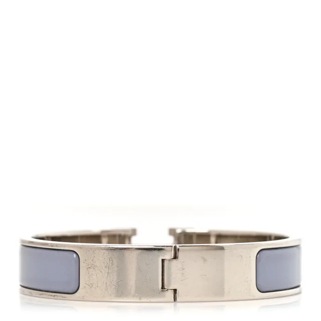 Hermès Enamel Narrow Clic Clac H Bracelet PM Bleu Lin in Blue from FASHIONPHILE, photo 4 of 5