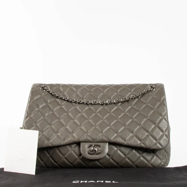 Chanel Khaki Calfskin XXL Flap Bag in Green Calfskin from Labellov, photo 2 of 9