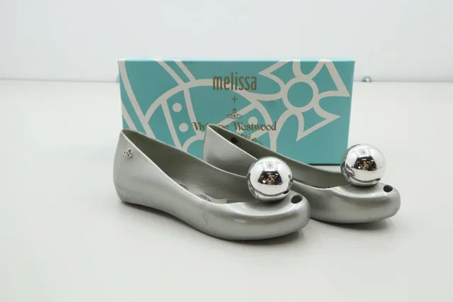Vivienne Westwood x Melissa Ultragirl Ballerina Flats Silver Size 3 UK Used in Silver PVC from Oxfam Online Shop