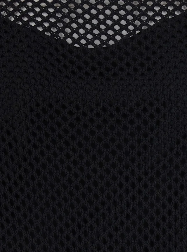 JUCCA Long Black Dress with Long Sleeves and Perforated Details in Black, photo 5 of 6 from Gaudenzi Boutique