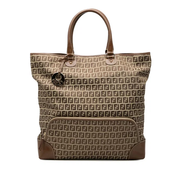 Brown Fendi Zucchino Canvas Chef Shopping Tote in Brown Canvas from Designer Revival