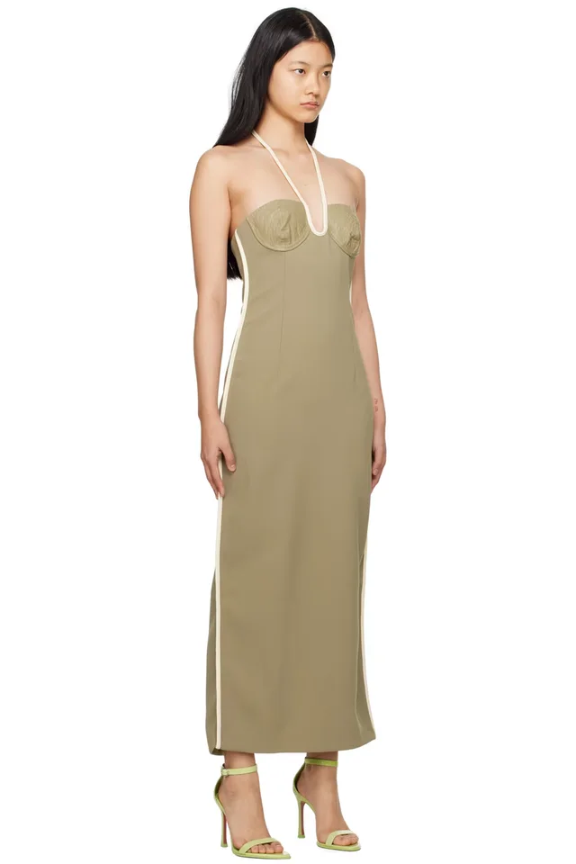Paris Georgia Khaki Nassia Midi Dress, photo 2 of 4 from SSENSE
