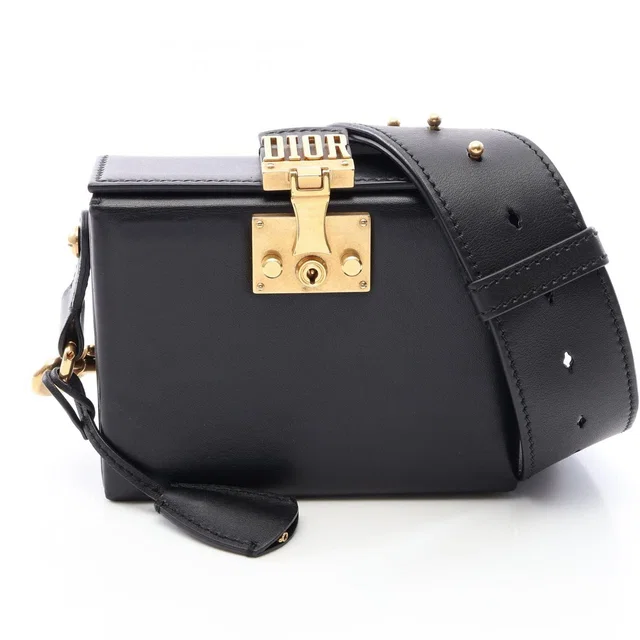 Dior Shoulder Bag Addict Small Box Black Leather in Black Leather from The Reluxe