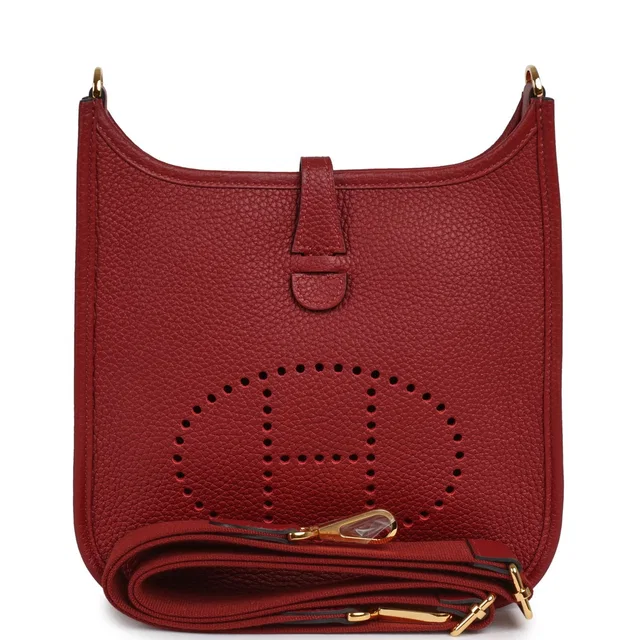 Hermès Evelyne 23 Rouge H Clemence Gold Hardware in Burgundy Clemence leather from Madison Avenue Couture