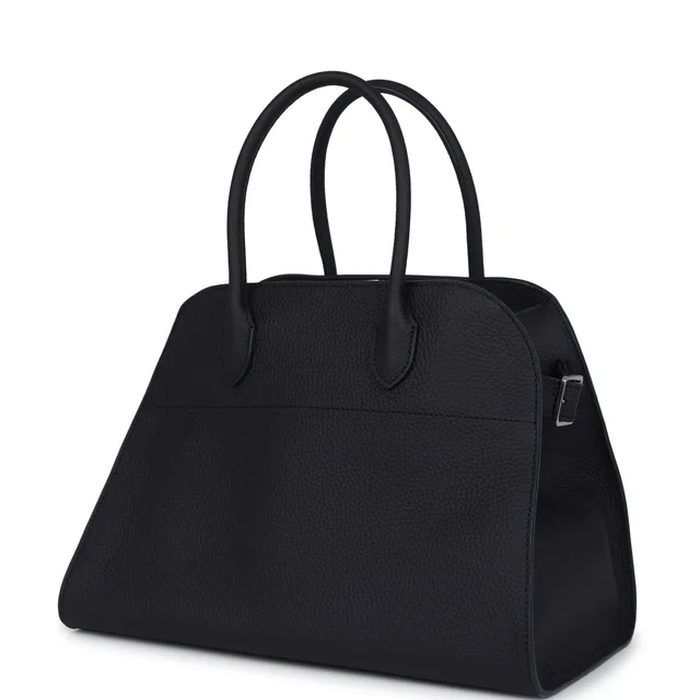 The Row Soft Margaux 12 Bag Midnight Calfskin Silver Hardware in Calfskin from Madison Avenue Couture, photo 2 of 2