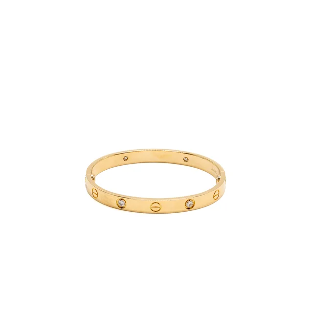 Cartier Size 16 love bracelet classic model 4 diamonds yellow gold in Yellow from EMIER