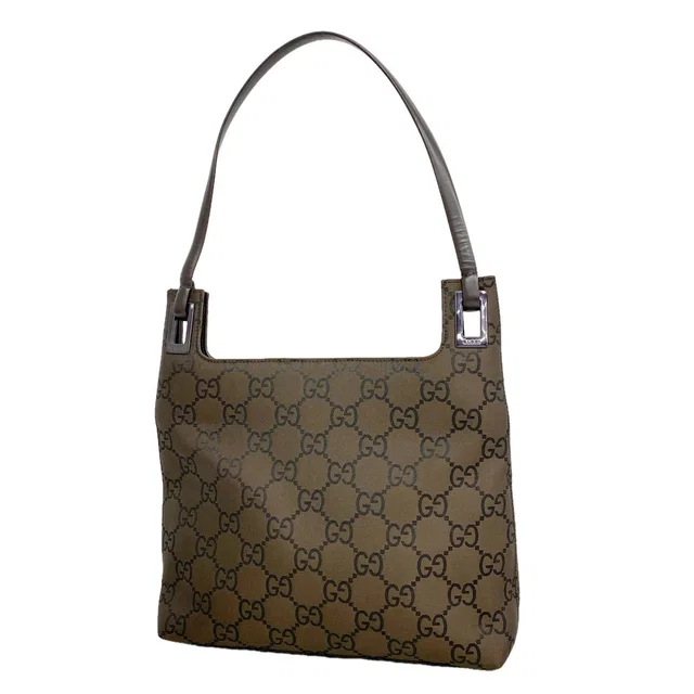 Gucci Shoulder Bag GG Nylon Brown in Brown Nylon from The Reluxe