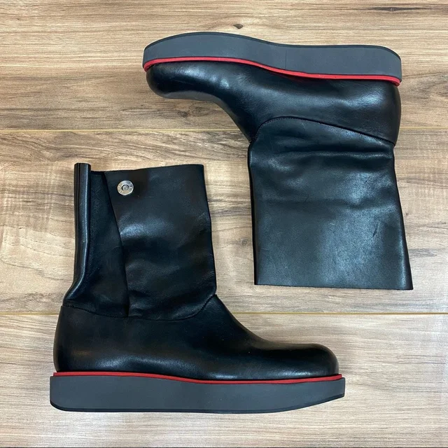 Jil Sander Navy Leather Boot Women's 6 Color Black in red|black Leather from Poshmark