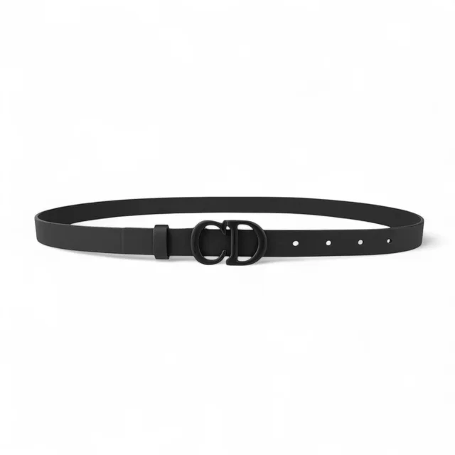 Dior Ultramatte So Black Calfskin Leather Saddle Belt 20mm in Black Calfskin from Designer Archives