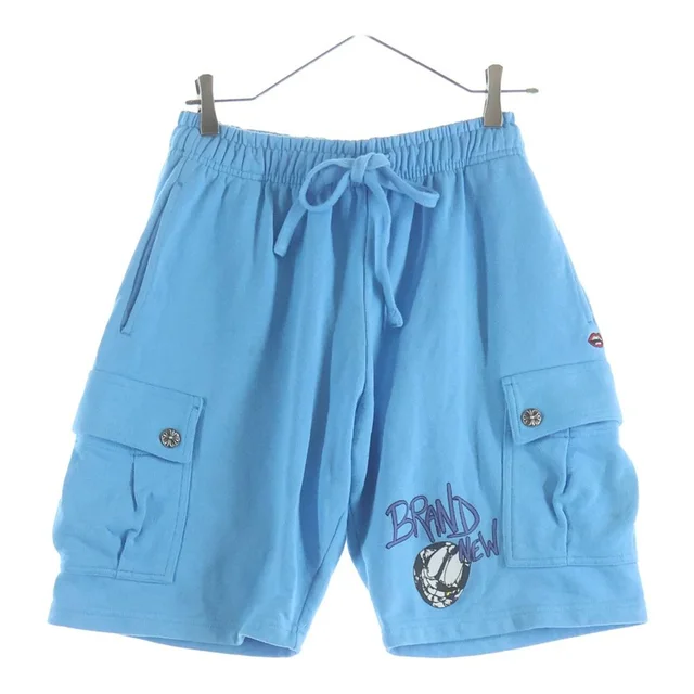 Chrome Hearts Matty Boy Shirts Cargo Shorts Blue with Cross Ball in Blue from The Reluxe