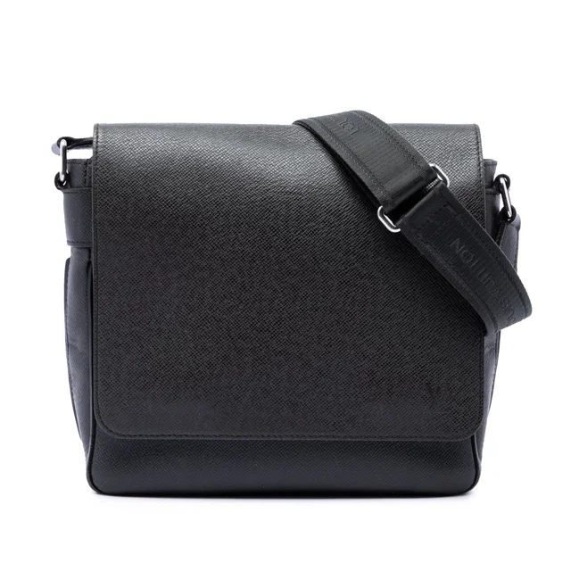 Black Louis Vuitton Taiga Roman MM Crossbody Bag in Black Canvas from Designer Revival