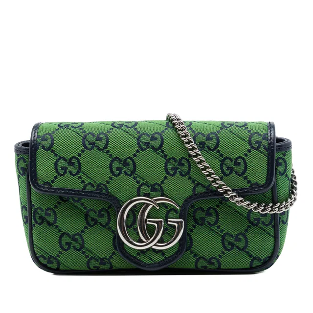 Green Gucci Mini GG Marmont Matelasse GG Canvas Flap Crossbody in Green Canvas from Designer Revival, photo 1 of 1