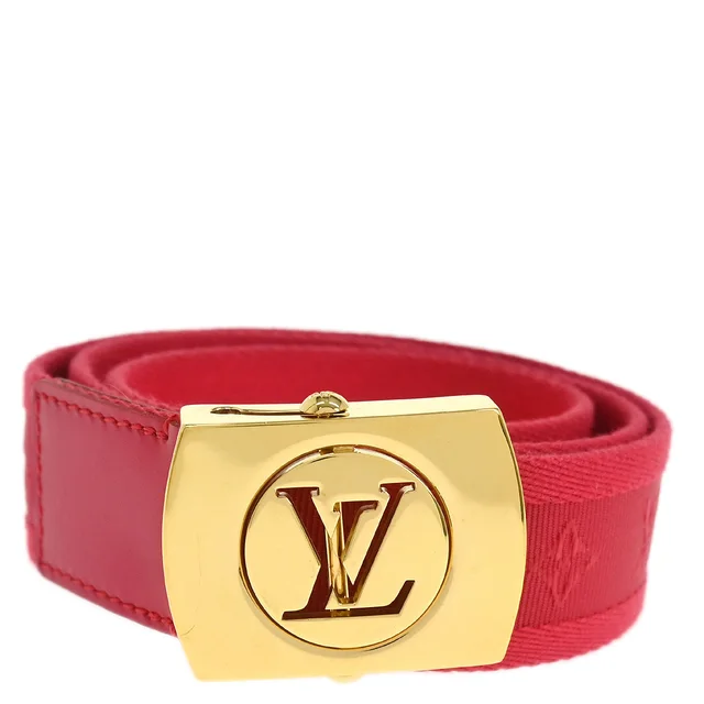 Red Ceinture Fortune Belt LV Cut Out M9734W #80/32 in Red Canvas from AMORE Vintage Tokyo