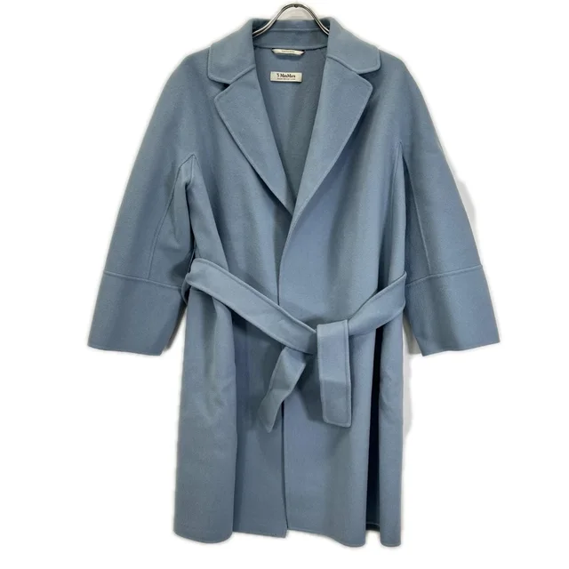 Max Mara S Blue Arona Wool Double Face Long Coat 42 in Blue Wool from The Reluxe