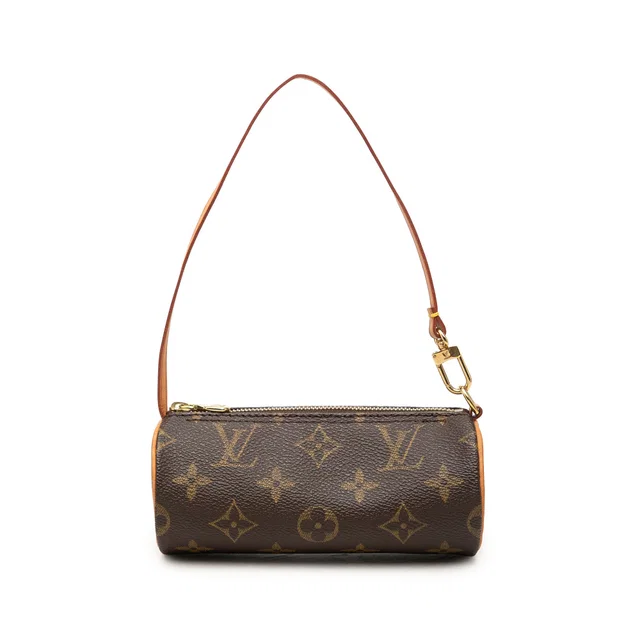 Brown Louis Vuitton Monogram Papillon Pochette Handbag in Brown Coated canvas from Designer Revival