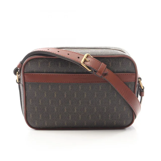 Saint Laurent Shoulder Bag Monogram Dark Brown Canvas Leather in Brown Canvas from The Reluxe