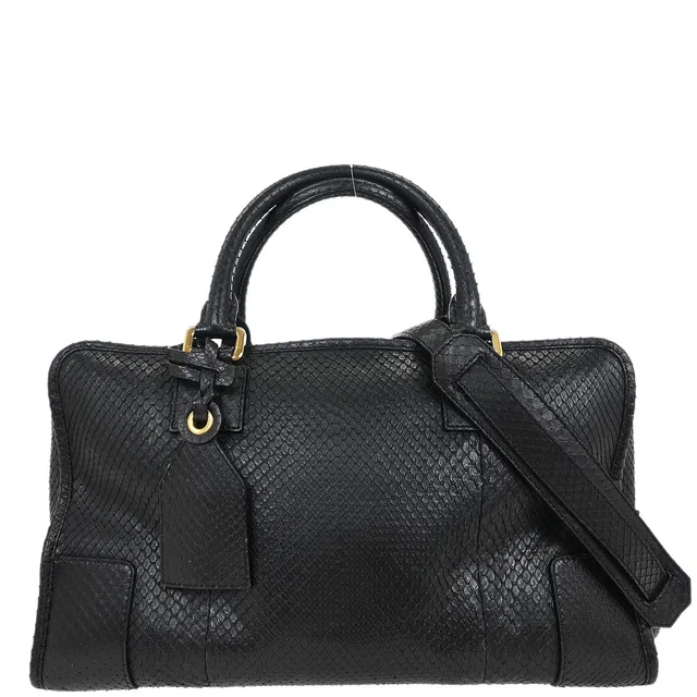 Loewe Black Python Amazona 36 Handbag in Black Python from AMORE Vintage Tokyo