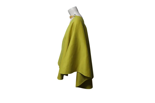 Ermanno Scervino Wide Sleeve Cape-Coat in Yellow Wool in Yellow, photo 3 of 6 from ShopSimon