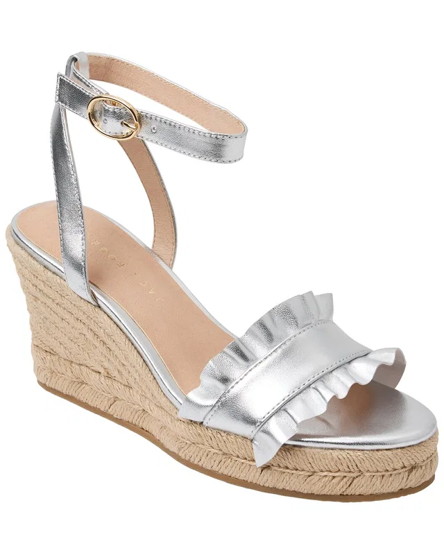 Jack Rogers Rozette Ruffle Wedge Leather Sandal, image 1 of 1 from Rue La La