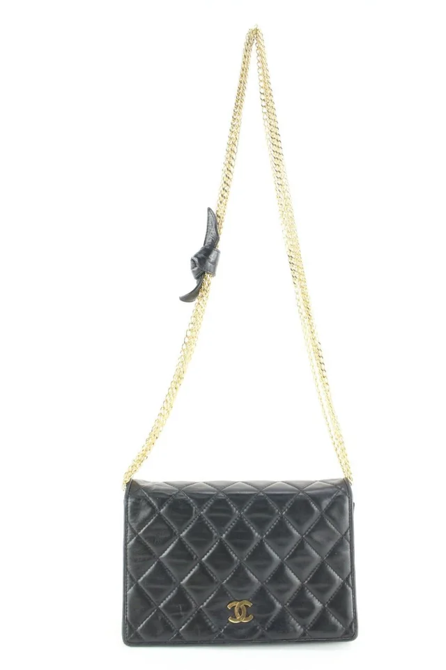Chanel Black Quilted Lambskin Multi Chain GHW in Black Lambskin from Bagriculture