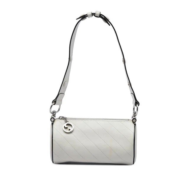 White Gucci Mini Calfskin Blondie Barrel Shoulder Bag in White Calfskin from Designer Revival