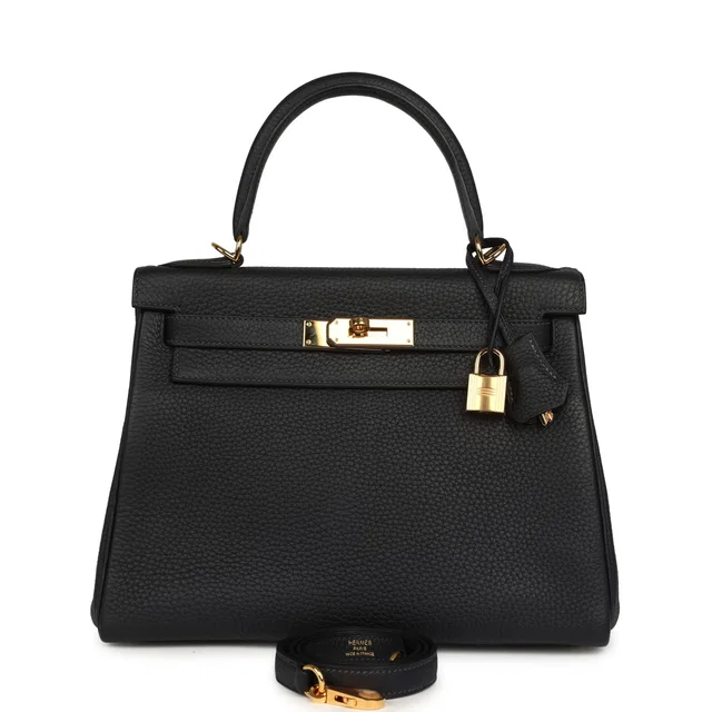 Hermès Kelly Retourne 28 Bleu Nuit Togo Gold Hardware in Navy Togo leather from Madison Avenue Couture