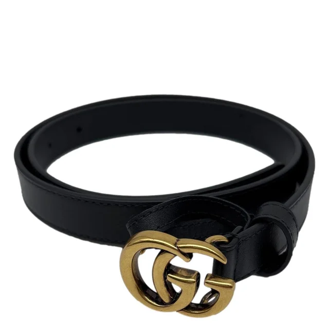 Gucci Double G Buckle Leather Belt Size 75/30 Black 409417 in Black Leather from Dallas Designer Handbags