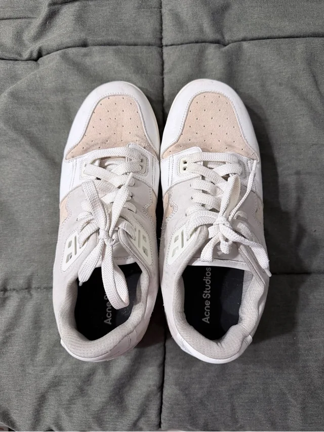 Acne Studios Two-Tone Cream And White Low-Top Sneakers in white Suede from Poshmark