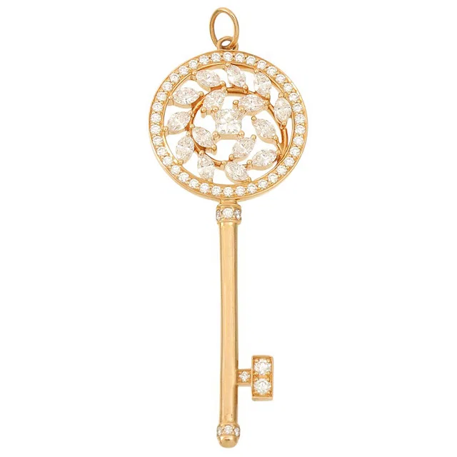 Tiffany & Co. 18K Victoria Vine Circle Key Pendant Top Pink Gold in Pink from VINTAGE QOO TOKYO