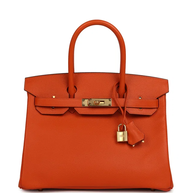 Hermès Birkin 30 Feu Epsom Gold Hardware in Orange Epsom leather from Madison Avenue Couture
