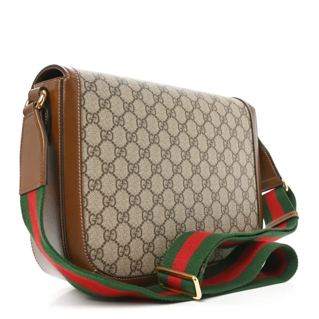 Gucci GG Supreme Monogram Azalea Calfskin Web Medium Horsebit 1955 Shoulder Bag Beige Ebony Brown… in Brown Calfskin from FASHIONPHILE, photo 3 of 10