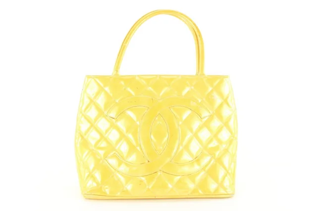 Chanel Yellow Quilted Patent Zip Tote Bag in Yellow Patent leather from Bagriculture