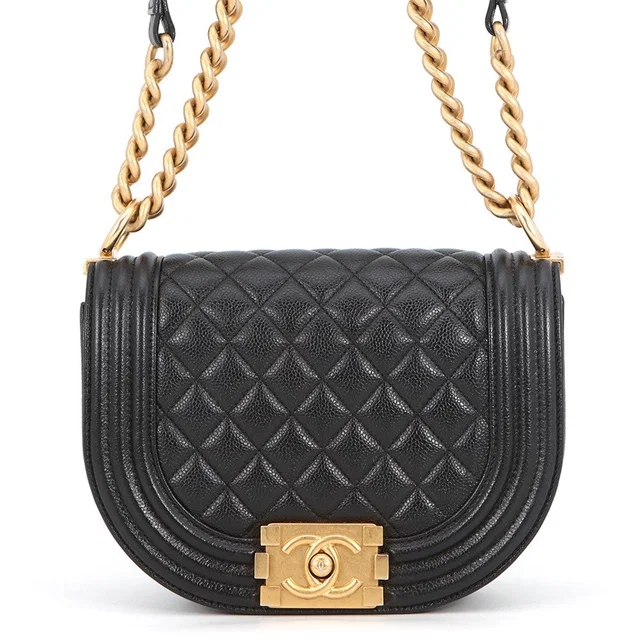 Boy Chanel Half Moon Shoulder Bag BlackAS3350 Caviar Leather Size Small in Caviar leather from GALLERY RARE