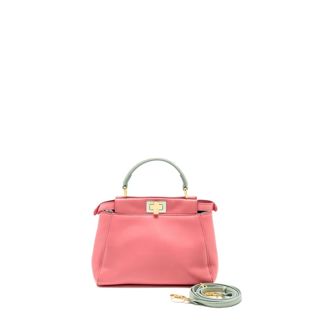 Fendi Colourblock Mini Peekaboo Nappa Leather Rosa Fluo/Oxigen Slate GHW in Nappa leather from EMIER