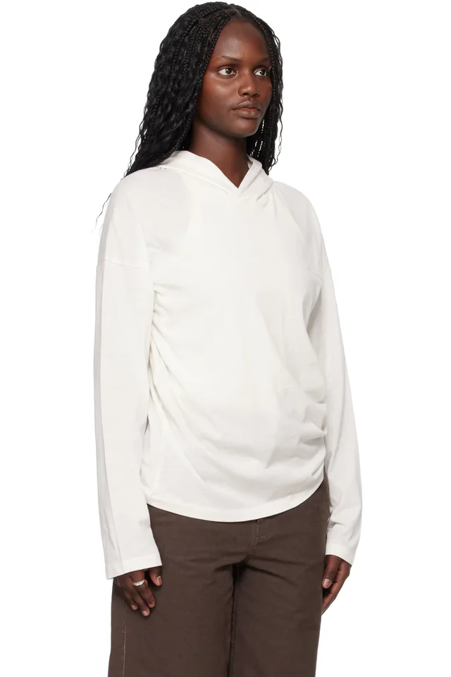 Fear of God ESSENTIALS Off-White Holiday Embroidered Classic Fit Long Sleeve Hoodie, photo 2 of 4 from SSENSE