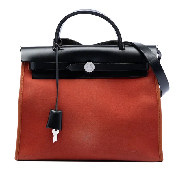 Orange Hermès Toile Herbag Zip 31 Satchel in Orange Canvas from Designer Revival