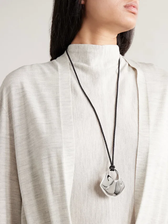 KHAITE Lotus medium braided leather and silver-tone necklace in Metallic, photo 2 of 2 from NET-A-PORTER (Canada)