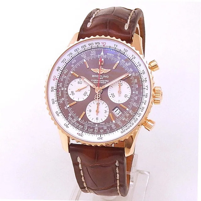 Breitling Navitimer 01 Chronograph Automatic Chronometer Brown Dial Mens Watch RB0120 in gold|brown|pink|red Leather from Jomashop.com