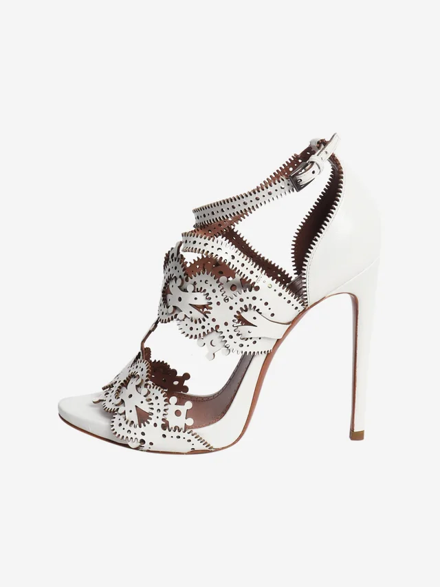 Alaïa White laser cut leather heels - size EU 38.5 (UK 5. ) in White Leather from Sign of the Times