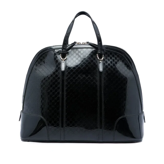Black Gucci Large Microguccissima Patent Nice Dome Top Handle Bag in Black Patent leather from Designer Revival