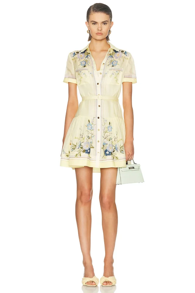 self-portrait Floral Organza Mini Dress in Yellow from FWRD, photo 1 of 1