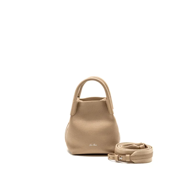 Loro Piana Micro Bale Tote Bag Grained Calfskin Beige SHW from EMIER