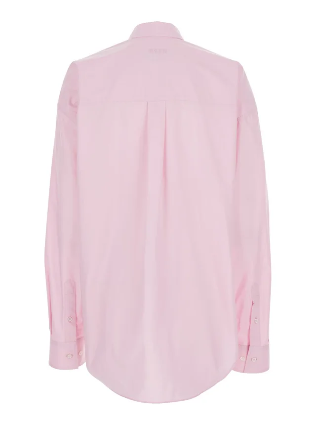 Msgm Pink Shirt with classic collar and stud decoration on the front in cotton for women in Pink 100% Cotton, photo 4 of 6 from Gaudenzi Boutique