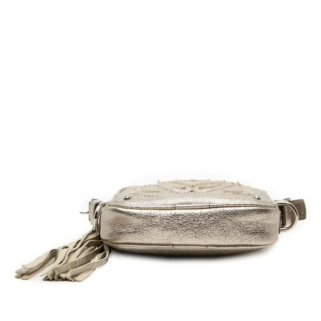 Silver LOEWE Mini Metallic Goatskin Anagram Tassel Crossbody in Silver Goatskin from Designer Revival, photo 2 of 2