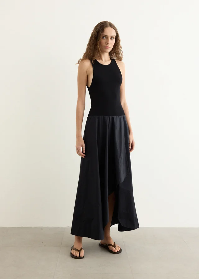 Knit Bodice Asymm Dress